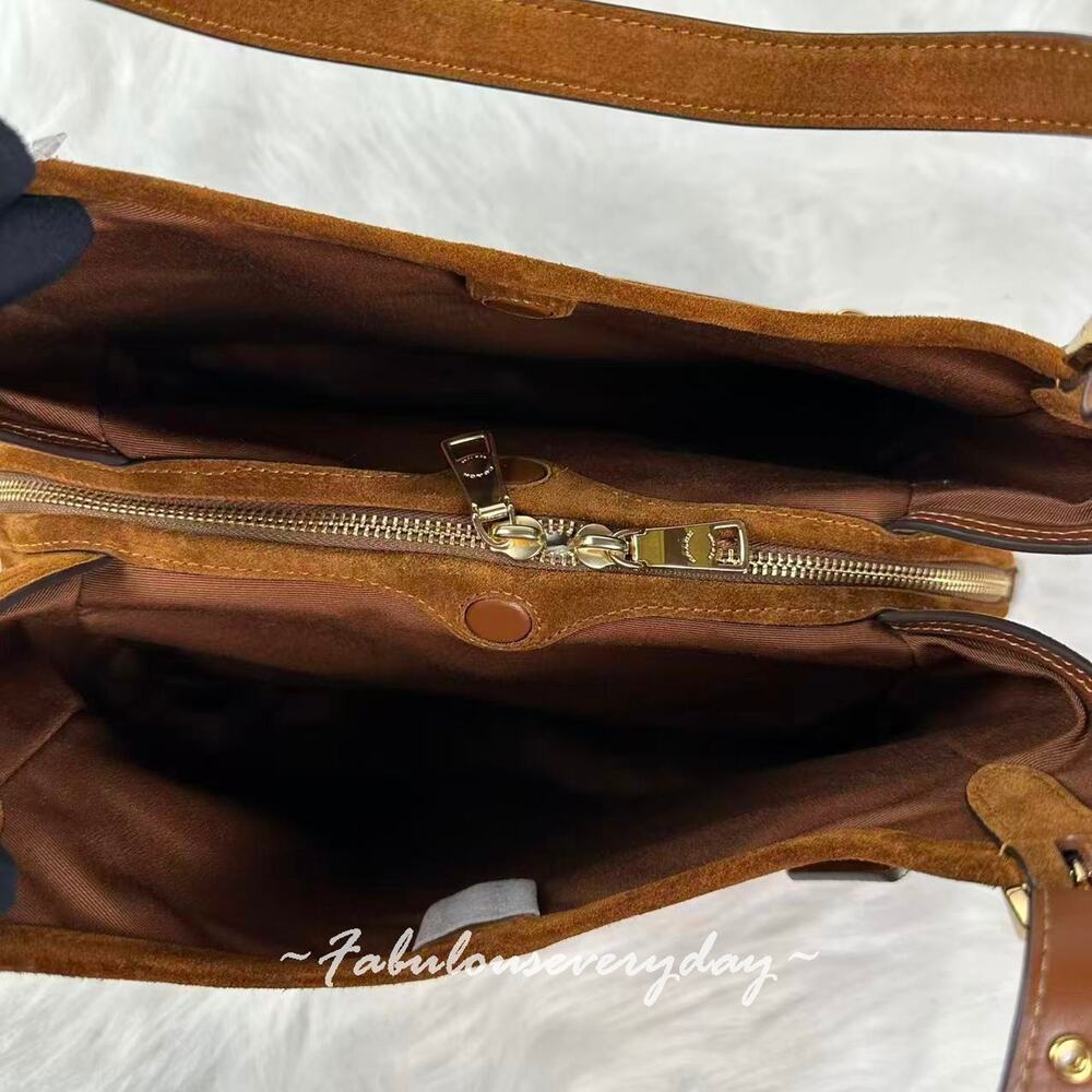 Coach Erin Shoulder Bag In Suede/Gold/Warm Brown CET41 NWT - Picture 9 of 10